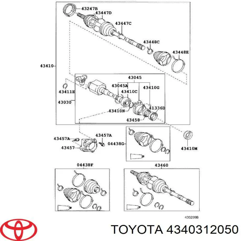 4340312050 Toyota junta homocinética interior delantera derecha