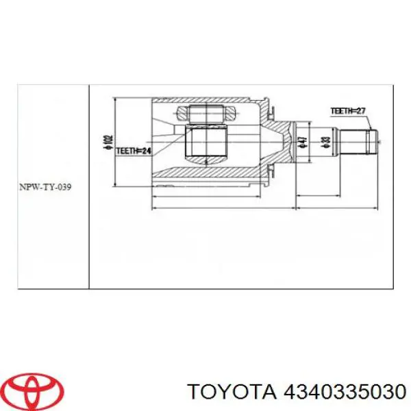 Junta homocinética interna delantera Toyota 4340335030 precio, desde 56,23 EUR