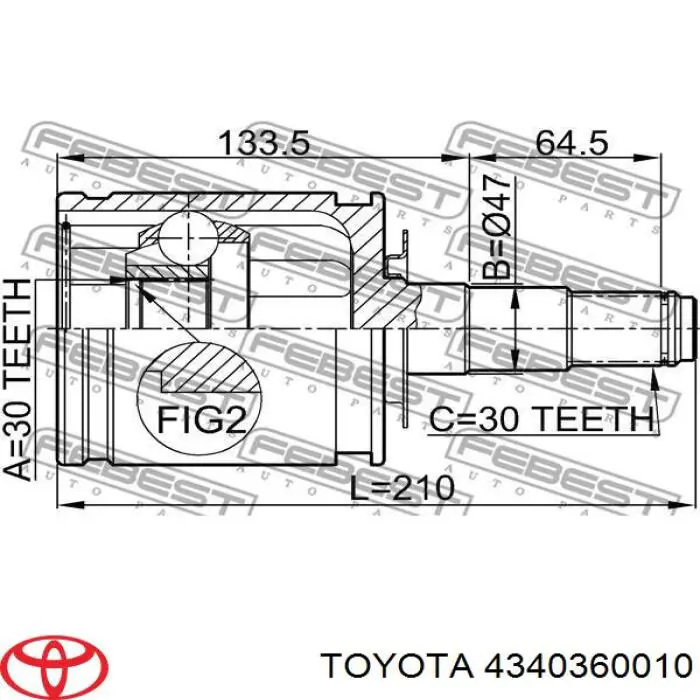 Comprar 4340360010 Toyota Junta homocinética interna delantera