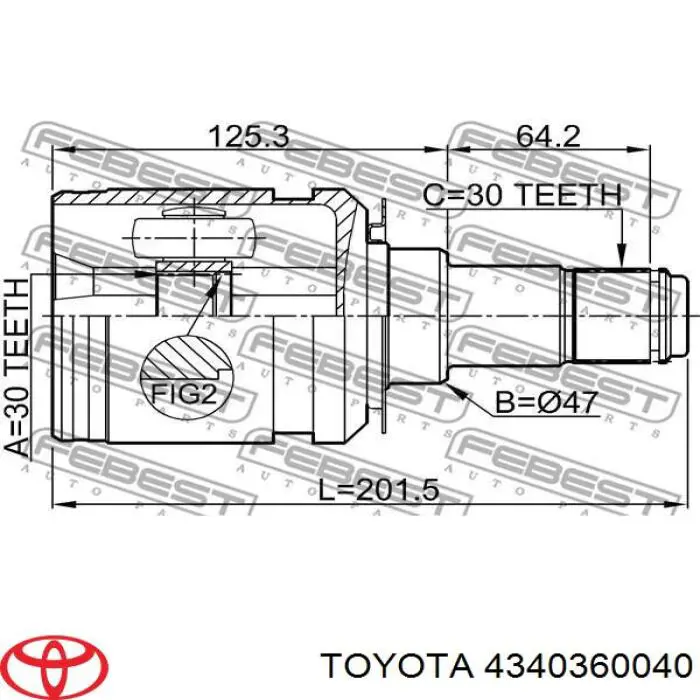 4340360040 Toyota junta homocinética interior delantera