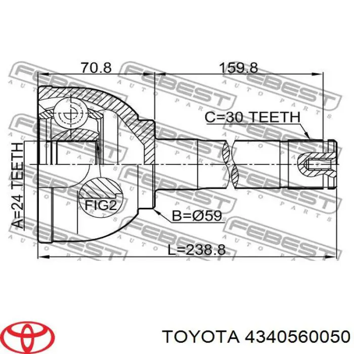 4340560050 Toyota junta homocinética exterior delantera