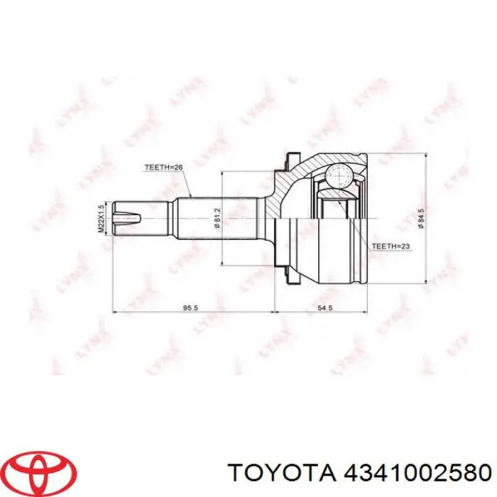 4341002580 Toyota árbol de transmisión delantero derecho