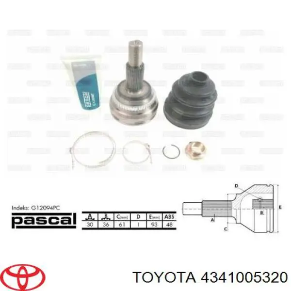 Árbol de transmisión delantero derecho para Toyota Avensis (T25)