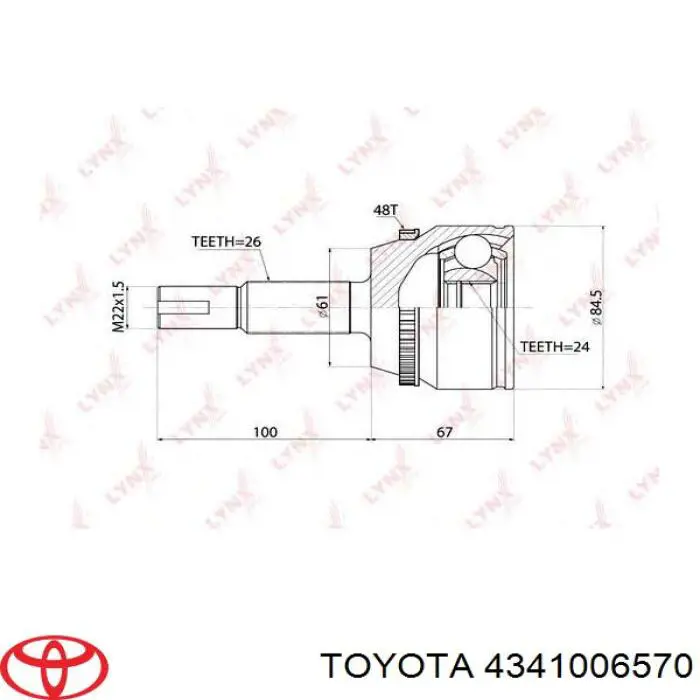 4341006570 Toyota árbol de transmisión delantero derecho