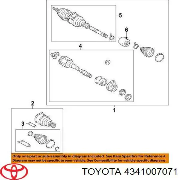 4341006A40 Toyota Semieje delantero derecho