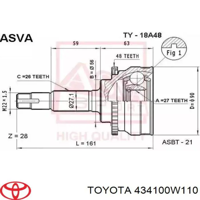 Comprar 434100W110 Toyota Semieje delantero derecho