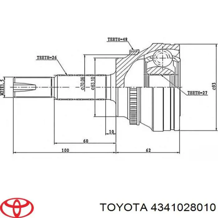 4341028010 Toyota junta homocinética exterior delantera