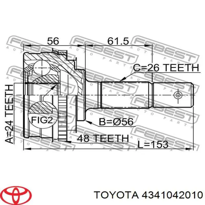 4341042010 Toyota árbol de transmisión delantero derecho