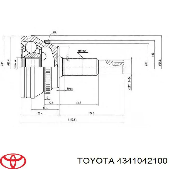 4341042100 Toyota junta homocinética exterior delantera