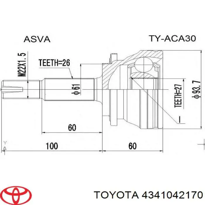 4341042170 Toyota árbol de transmisión delantero derecho