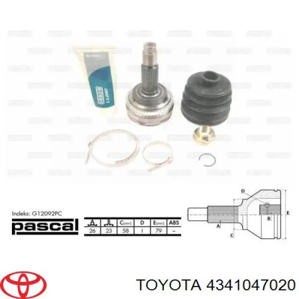 4341047020 Toyota Semieje delantero derecho