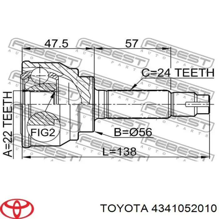 Semieje delantero derecho Toyota 4341052010 precio, desde 75,50 EUR