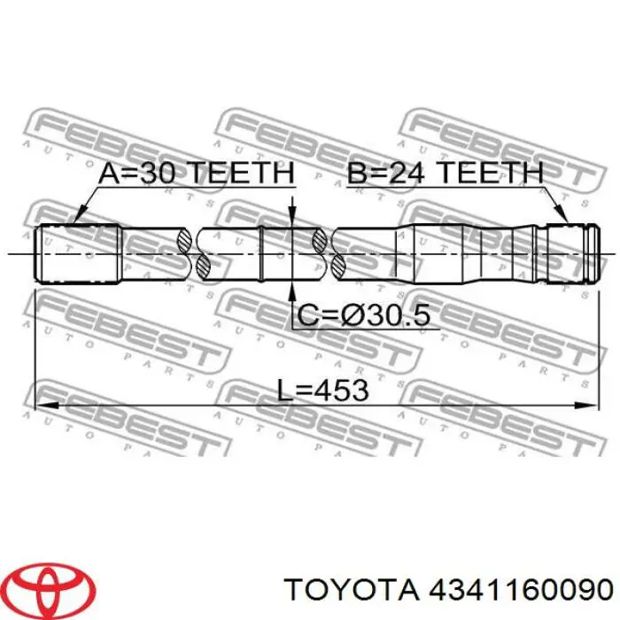 Eje intermedio de transmisión Toyota 4341160090 precio, desde 47,07 EUR