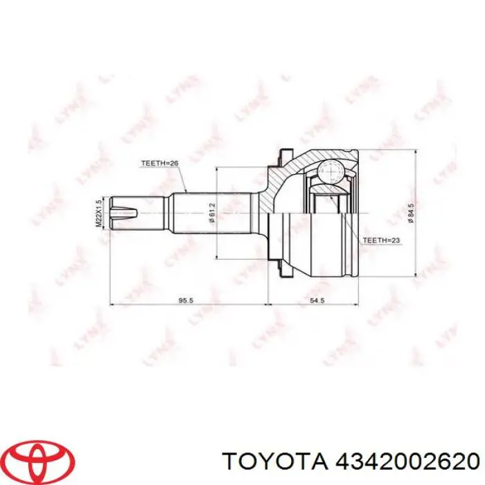 4342002620 Toyota árbol de transmisión delantero izquierdo