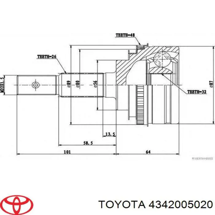 4342005020 Toyota árbol de transmisión delantero derecho