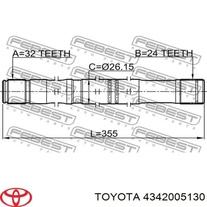 4342005130 Toyota árbol de transmisión delantero izquierdo
