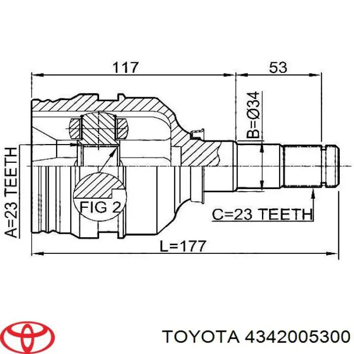 4342005200 Toyota árbol de transmisión delantero izquierdo