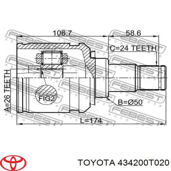 4342048130 Toyota árbol de transmisión delantero izquierdo