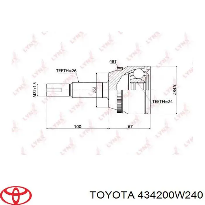Comprar 434200W240 Toyota Semieje delantero izquierdo