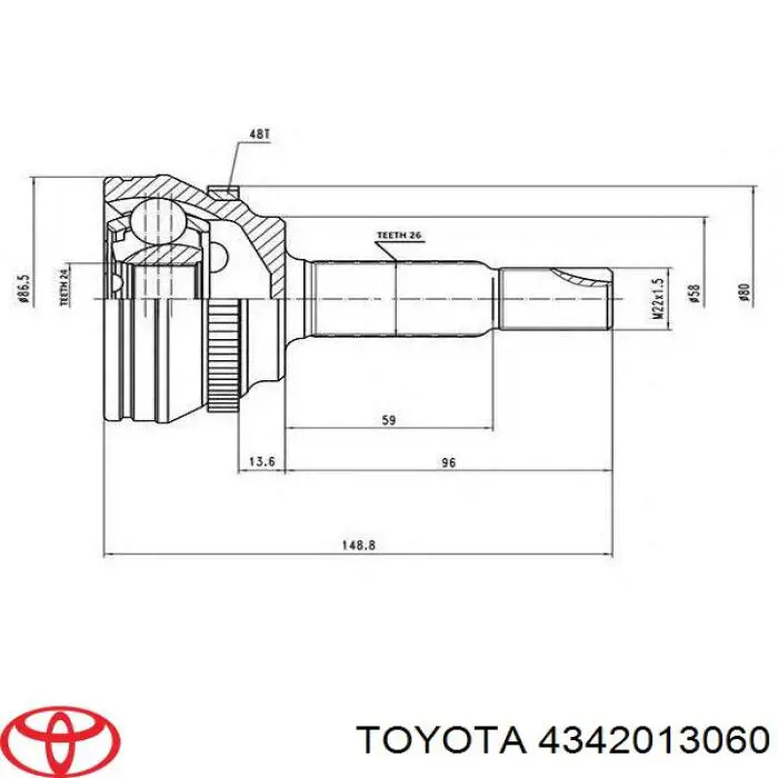 4342013061 Toyota árbol de transmisión delantero izquierdo