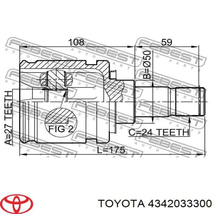 4342033300 Toyota árbol de transmisión delantero izquierdo