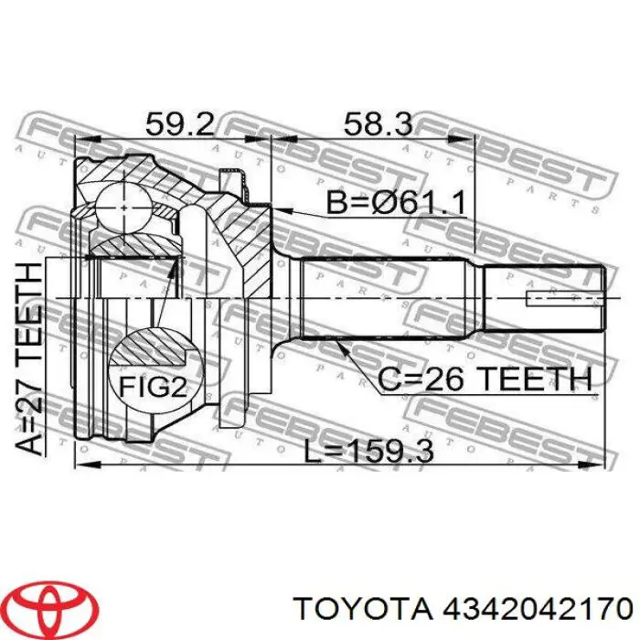 4342042170 Toyota árbol de transmisión delantero izquierdo