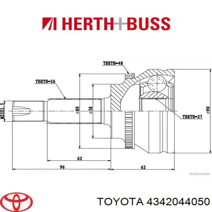 4342044050 Toyota árbol de transmisión delantero izquierdo