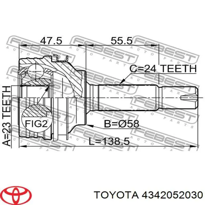 4342052030 Toyota junta homocinética exterior delantera