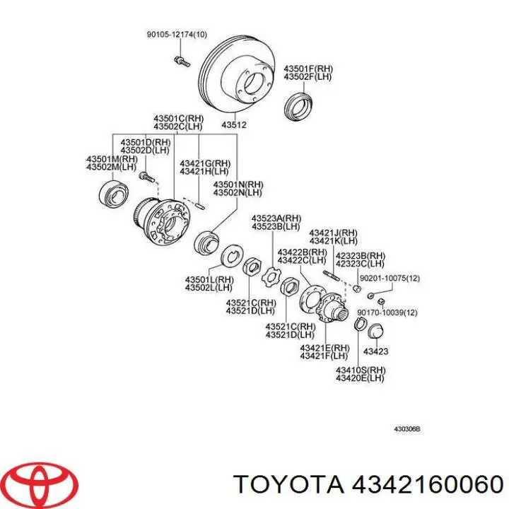 4342160060 Toyota brida de cubo, eje delantero