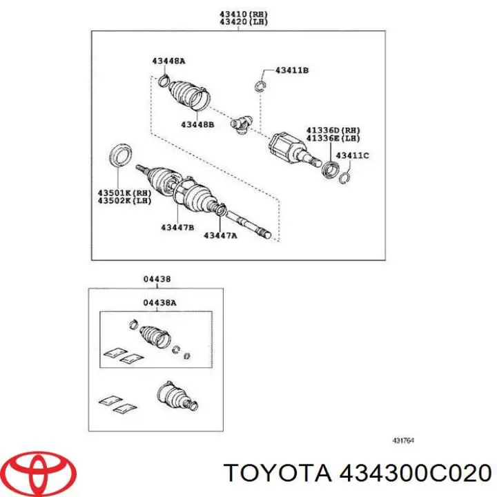 434300C020 Toyota árbol de transmisión delantero
