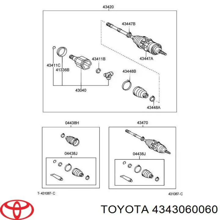 4343060060 Toyota árbol de transmisión delantero
