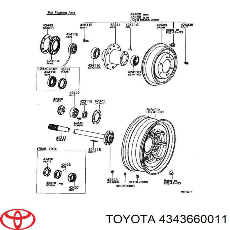 4343660011 Toyota junta con brida giratoria
