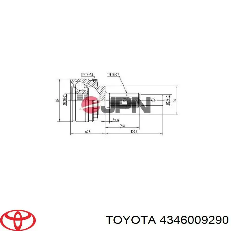 4346009290 Toyota junta homocinética exterior delantera