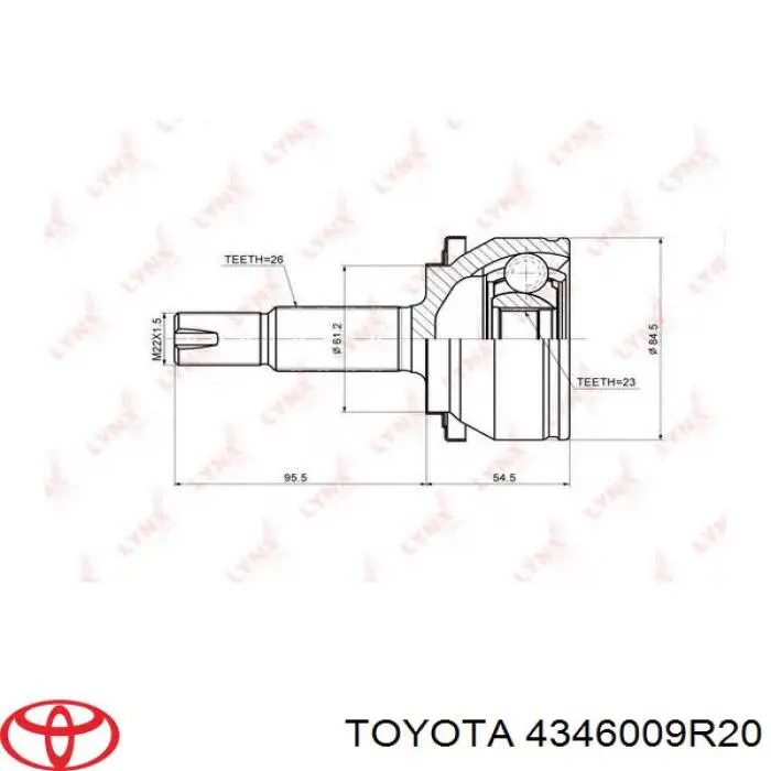 Junta homocinética exterior delantera derecha para Toyota Corolla (E15)