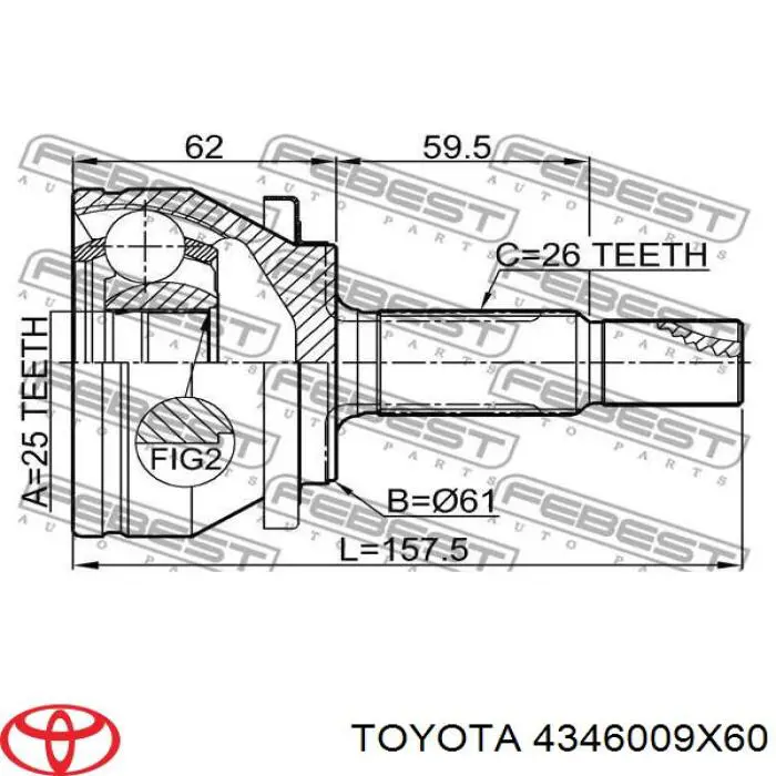Comprar 4346009X60 Toyota Semieje delantero derecho