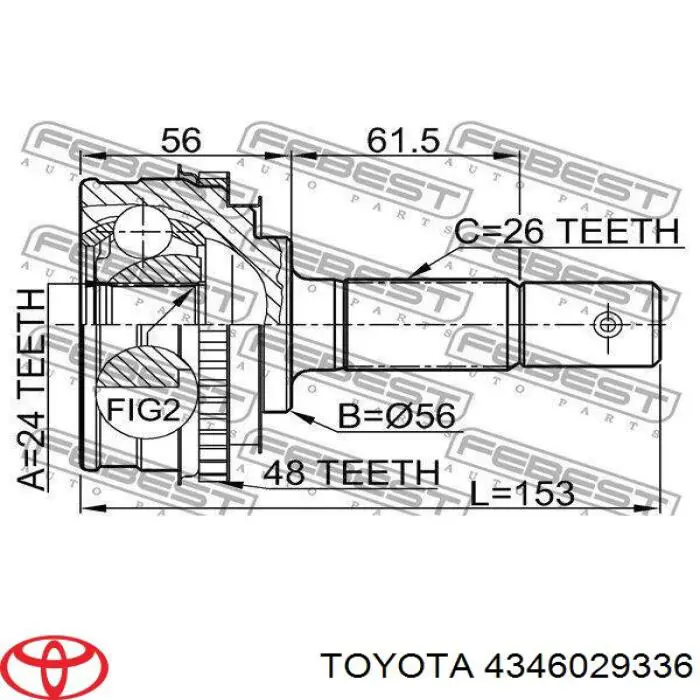 4346029336 Toyota junta homocinética exterior delantera