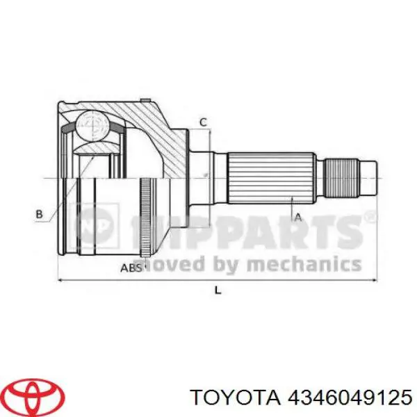 4346049126 Toyota árbol de transmisión delantero derecho