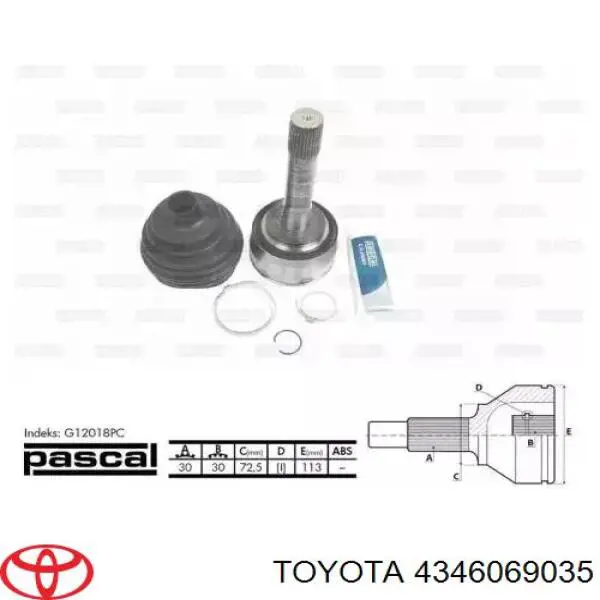 Semieje delantero Toyota 4343060020