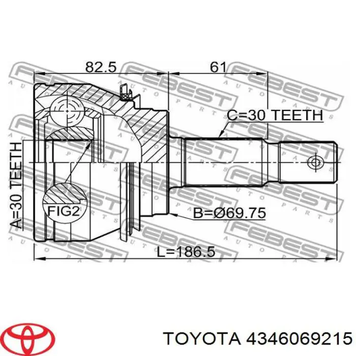 Junta homocinética exterior delantera Toyota 4346069215 precio, desde 45,58 EUR