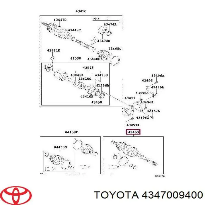 4347009400 Toyota junta homocinética exterior delantera derecha