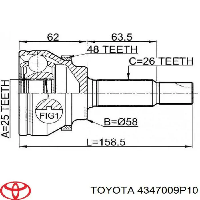 Comprar 4347009P10 Toyota Junta homocinetica