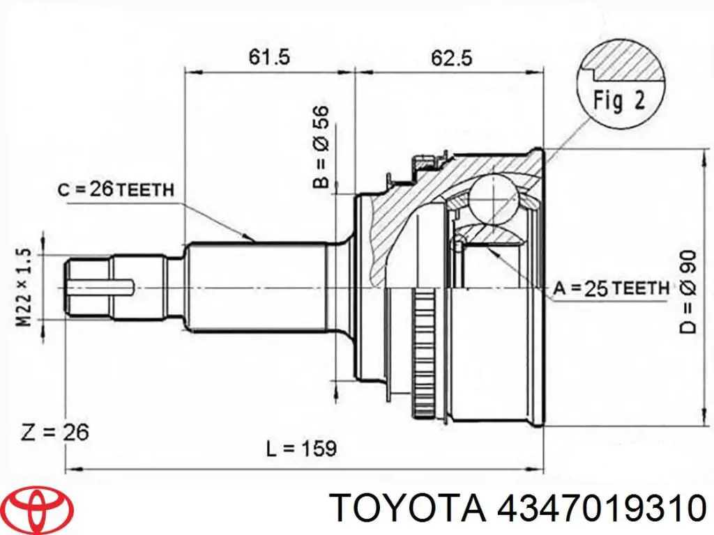 4347019310 Toyota junta homocinética exterior delantera