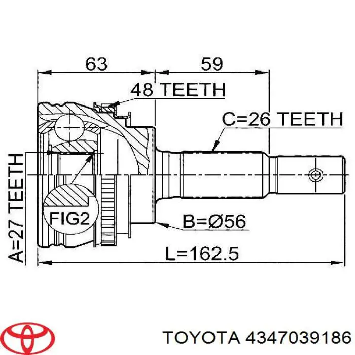 4347039186 Toyota junta homocinética exterior delantera