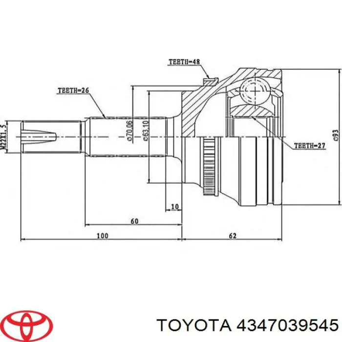 Junta homocinética exterior delantera izquierda Toyota 4347039545 precio, desde 40,86 EUR