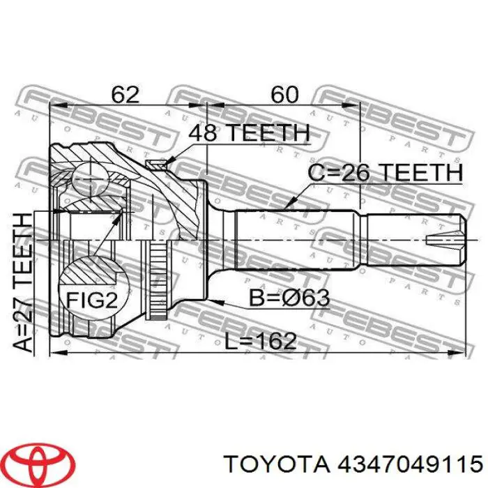 Junta homocinética exterior delantera izquierda para Toyota RAV4 (XA2)