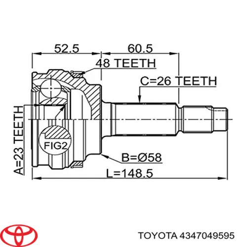 4346080128 Toyota junta homocinética exterior delantera