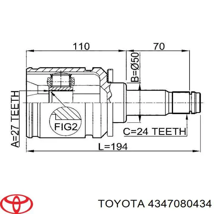 Semieje delantero izquierdo Toyota 4347080434 precio, desde  