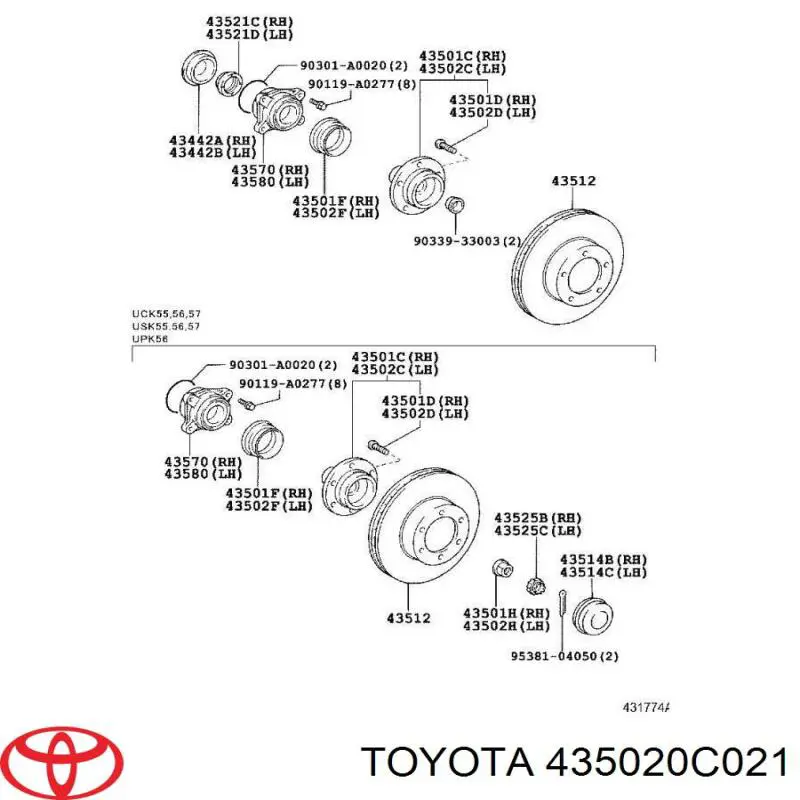 Cubo delantero para Toyota Tundra 
