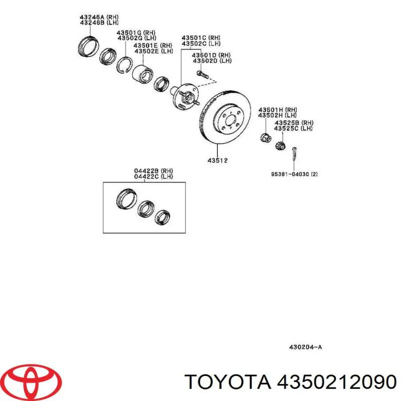 Cubo de rueda delantero Toyota Corolla E11
