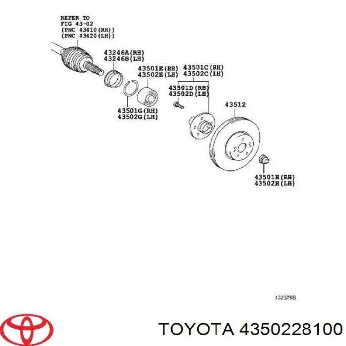 Buje de rueda delantero Toyota 4350228100 precio, desde 40,49 EUR